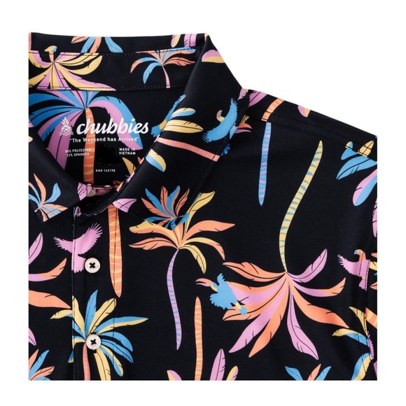 Chubbies Mens The Black Light Night Performance Golf Polo 2.0 Hawaiian XL‎ - Picture 2 of 5